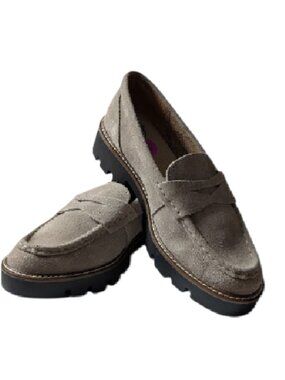 White Mountain Women's Gunner Taupe Suede Leather Slip On Loafer Size 8.5 NWOB
